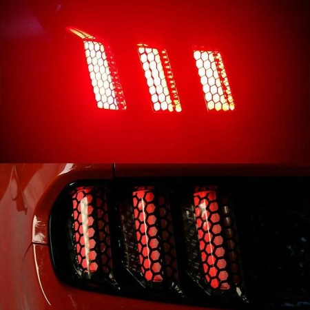 Set 2 Folii Autoadezive pentru Stopuri Auto, Model Honeycomb, Negru Mat, 2 x 48x30 cm, Oracal
