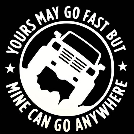 Sticker auto Off Road You Can Go Fast, alb, 30x30 cm, folie Oracal, autocolant exterior rezistent UV si intemperii