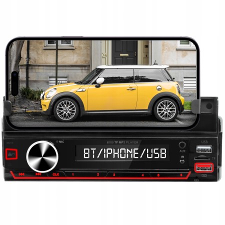 Player Auto RGB, 4 x 50W, model XBASS 7011X, cu Suport Telefon, Telecomanda pe volan, Bluetooth, Radio, MP3, AUX, Card