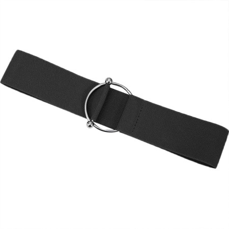 Curea elastica pentru pantaloni de dama, culoare neagra, cu catarama metalica