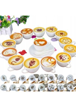 Set 16 sabloane reutilizabile pentru ornarea desertului sau a cafelei