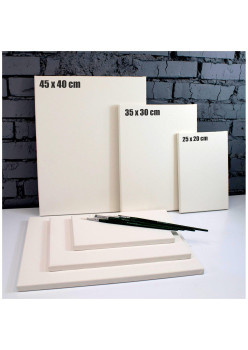 Set 3 sasiuri din lemn cu panza CANVAS pentru pictura, culoare Alb Mat, Marca AVEX