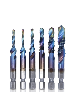 Set Profesional cu 6 piese, gaurire + filet, M3 - M10, duritate inalta (Albastru)