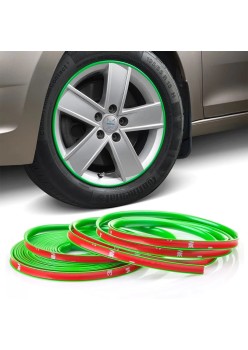 Inele de protectie si decor jante, adezive, din plastic flexibil - VERDE