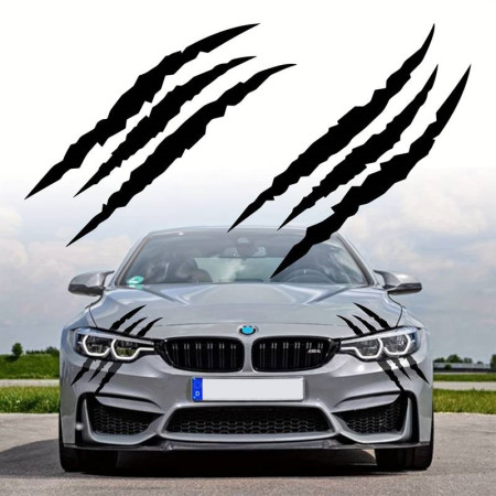 Stickere auto Monster Scratches negre, set 2 bucati, 37x9 cm, tuning caroserie masina, folie autoadeziva Oracal, exterior rezistent