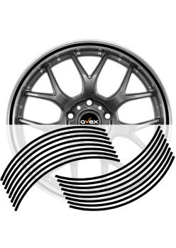 Set 16 inele din autocolant pentru jante culoare Negru Lucios