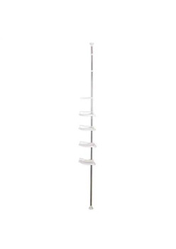 Organizator baie tip "coltar" cu brat telescopic, 4 etajere si suport pentru prosop, Alb