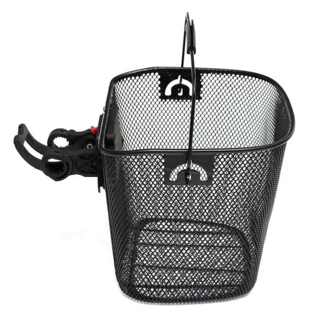 Coș Metalic Demontabil pentru Bicicletă, Cu Mâner, Prindere Rapidă CLICK, Negru, 33x26x25 cm, Compatibil Biciclete 20"-28", Sarcină 6 kg