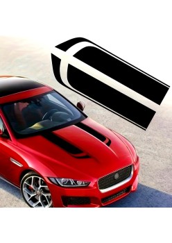 Stickere tuning capota auto Hood Stripes V1, set 2 bucati, 85x12 cm, Negru, folie Oracal autoadeziva exterior