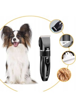 Aparat de tuns profesional pentru cani cu acumulator, lama titan + ceramica, incarcare USB, culoare Neagra, model AVX-WT-BLACK-T10