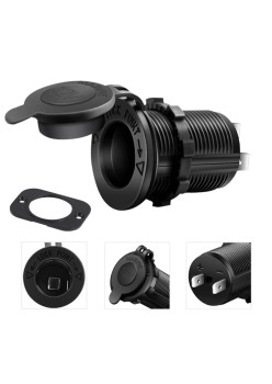Priza Suplimentara Impermeabila 12V-24V pentru Auto, ATV, SSV, Off-Road – Montaj Universal, Negru