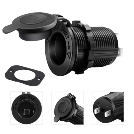 Priza Suplimentara Impermeabila 12V-24V pentru Auto, ATV, SSV, Off-Road – Montaj Universal, Negru