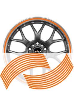 Set 16 inele din autocolant pentru jante culoare Orange Lucios