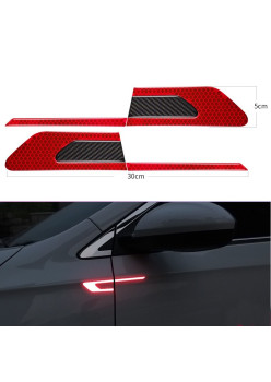 Set 2 stickere reflectorizante BUMERANG cu insertie Carbon 5D, culoare Rosie