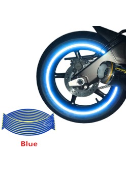 Set 16 ornamente Reflectorizante pentru jante auto, moto, culoare Albastra