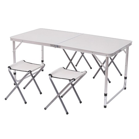 Masa turistica pliabila din aluminiu cu 4 scaune, 120 x 60cm