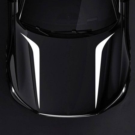 Stickere auto tuning capota Hood Stripes V2, set 2 bucati, 100x26 cm, Alb, folie Oracal autoadeziva rezistenta UV