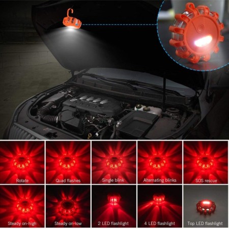 Lampa LED de urgenta pentru siguranta rutiera cu baza magnetica si functie de lanterna