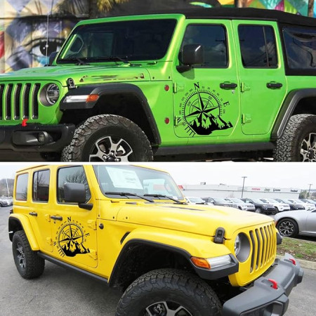 Sticker auto Off Road Kompass, negru, 44x55 cm, folie Oracal, autocolant rezistent pentru SUV, ATV, 4x4, exterior