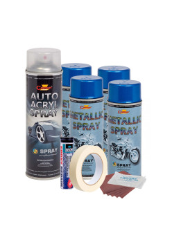 Kit complet reparatie si vopsire jante culoare Albastru Metalizat, V4