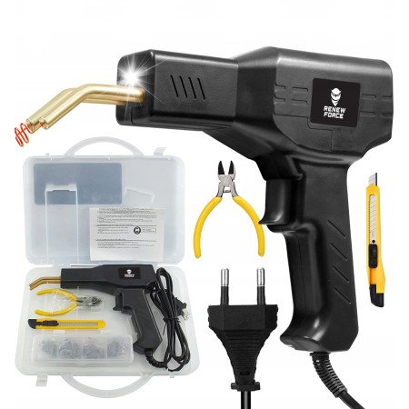 Pistol Profesional pentru lipit/sudat plastic, kit pentru repararea fisurilor din plastic, polipropilena, 400 capse de intarire, putere 50W, culoare Negru, Cod: AVX-WT-WG-X80