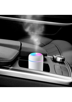 Umidificator - Difuzor Aromaterapie cu ultrasunete pentru casa sau masina, iluminare LED, carcasa culoare alba, AVX-AG354F