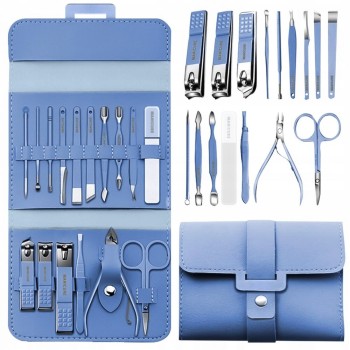 Set Manichiura si Pedichiura 16-in-1 cu plic din piele ecologica, model 