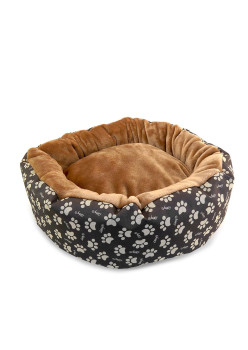 Culcus moale cu perna, pentru caine/pisica, culoare crem-maron, impermeabil, baza antiderapanta, 50 cm