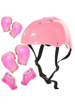 Set Protectie pentru copii, 7 piese, model SKATEBOARD, culoarea Roz