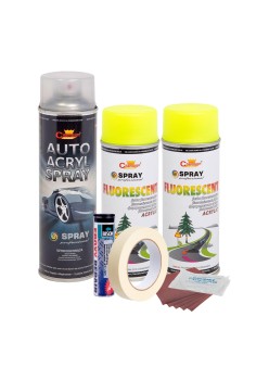 Kit complet reparatie si vopsire jante culoare Galben Fluorescent, V2
