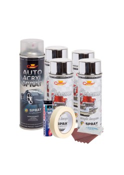 Kit complet reparatie si vopsire jante culoare Crom Metalic, V4
