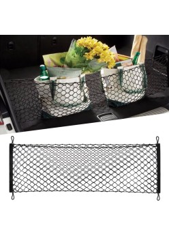 Plasa de bagaje elastica cu buzunar si suporti de montaj, dimensiune 100 x 40 cm