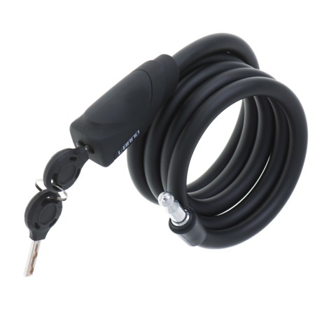 Antifurt bicicleta, Dispozitiv de blocare biciclete, spiralat, cu cheie, lungime 150cm, culoare Neagra