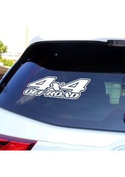 Sticker auto 4x4 Off Road, alb, 29x11 cm, folie Oracal, autocolant exterior pentru SUV, ATV, SSV, rezistent la UV si intemperii