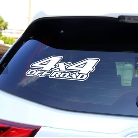 Sticker auto 4x4 Off Road, alb, 29x11 cm, folie Oracal, autocolant exterior pentru SUV, ATV, SSV, rezistent la UV si intemperii