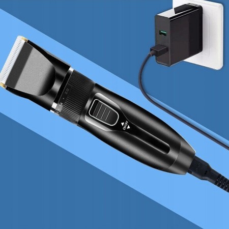 Aparat de tuns profesional pentru cani cu acumulator, lama titan + ceramica, incarcare USB, culoare Neagra, model AVX-WT-BLACK-T10