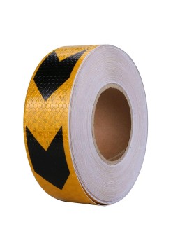 Banda reflectorizanta adeziva tip fagure - SAGEATA NEGRU-GALBEN (rola 5cm x 25m)