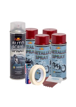 Kit complet reparatie si vopsire jante culoare Rosu Burgundy Metalizat, V4