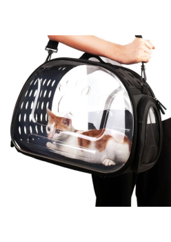 Geanta de Transport pentru Caine sau Pisica NEGRU - TRANSPARENT AG644L