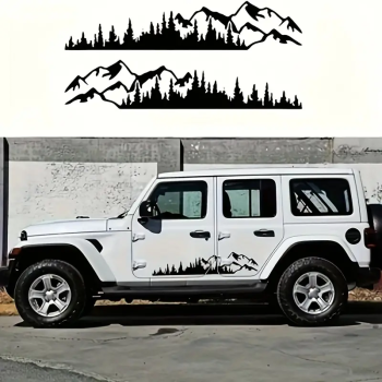 Stickere auto Off Road Forest & Mountains, set 2 buc, negru, 100x20 cm, autocolante SUV, ATV, 4x4, folie Oracal exterior