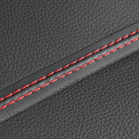 Banda decorativa pentru interiorul vehiculului, lungime 2m, din piele ecologica, culoare Neagra + cusatura Rosie