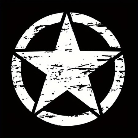 Sticker auto Off Road Rusted Army Star, 50x50 cm, alb, autocolant exterior Oracal, autoadeziv rezistent