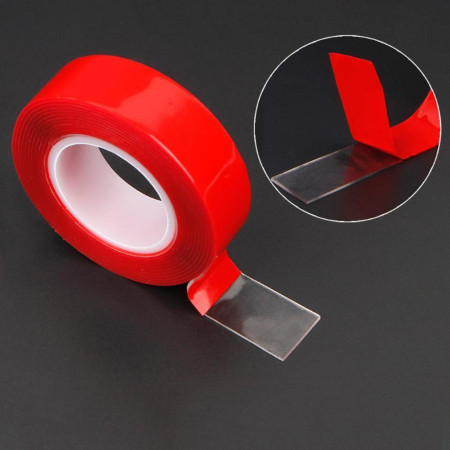 Banda Adeziva Dublu Fata ACRILICA Transparenta, 10mm x 3m, Super Rezistenta