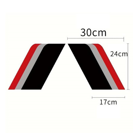 Sticker auto Racing Flag, 3 culori Negru Argintiu Rosu, 30x24x17 cm, tuning exterior masina, folie autoadeziva Oracal rezistenta UV
