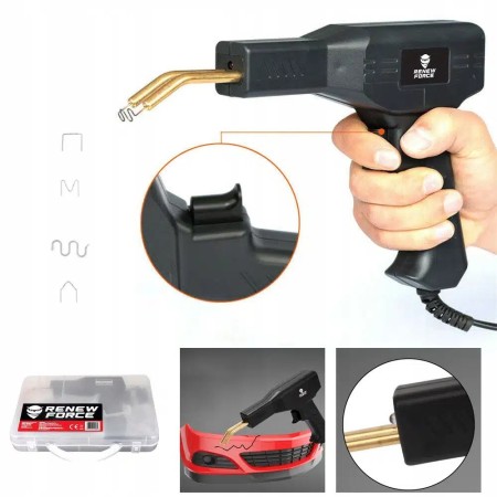 Pistol Profesional pentru lipit/sudat plastic, kit pentru repararea fisurilor din plastic, polipropilena, 400 capse de intarire, putere 50W, culoare Negru, Cod: AVX-WT-WG-X80