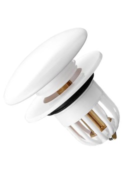 Dop scurgere chiuveta, universal, deschidere cu click, material oțel, diametru exterior 66 mm, culoare Alba