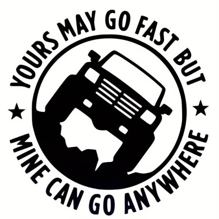 Sticker auto Off Road You Can Go Fast, 30x30 cm, negru, folie Oracal exterior, autocolant rezistent UV si intemperii