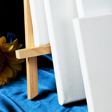 Set 3 sasiuri din lemn cu panza CANVAS pentru pictura, culoare Alb Mat, Marca AVEX