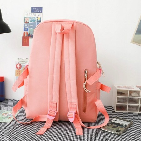 Set 4-in-1 pentru Scolari sau Prescolari - (rucsac, geanta de umar, plic elegant, penar), culoare ROZ cu IEPURAS, Cod AVX-WT-BUNN-PINK