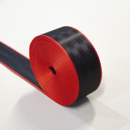 Bandă pentru Centură de Siguranță Tuning Auto, Negru-Roșu, Lățime 46 mm